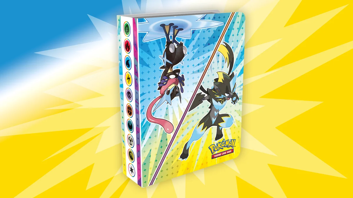 The official Pokémon TCG Mini Portfolio, a small card binder with a Pokémon illustration on the cover